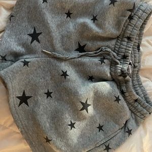 gray tie shorts with black stars